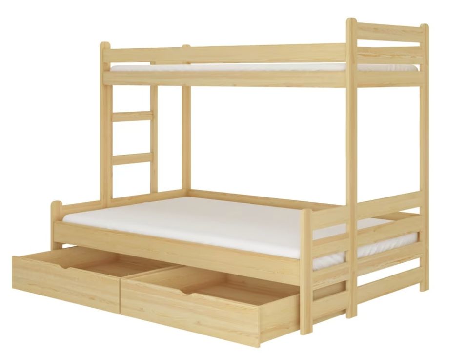 Lit superposé 2 couchages ADOVA 80/90x200 et 120x200 cm - Avec 2 tiroirs et 2 sommiers - Photo n°1