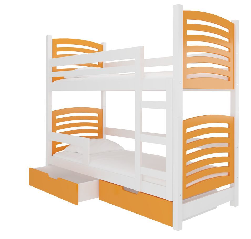 Lit superposé 2 places 80x190 cm OZURA – Avec matelas et tiroirs de rangement - Photo n°1