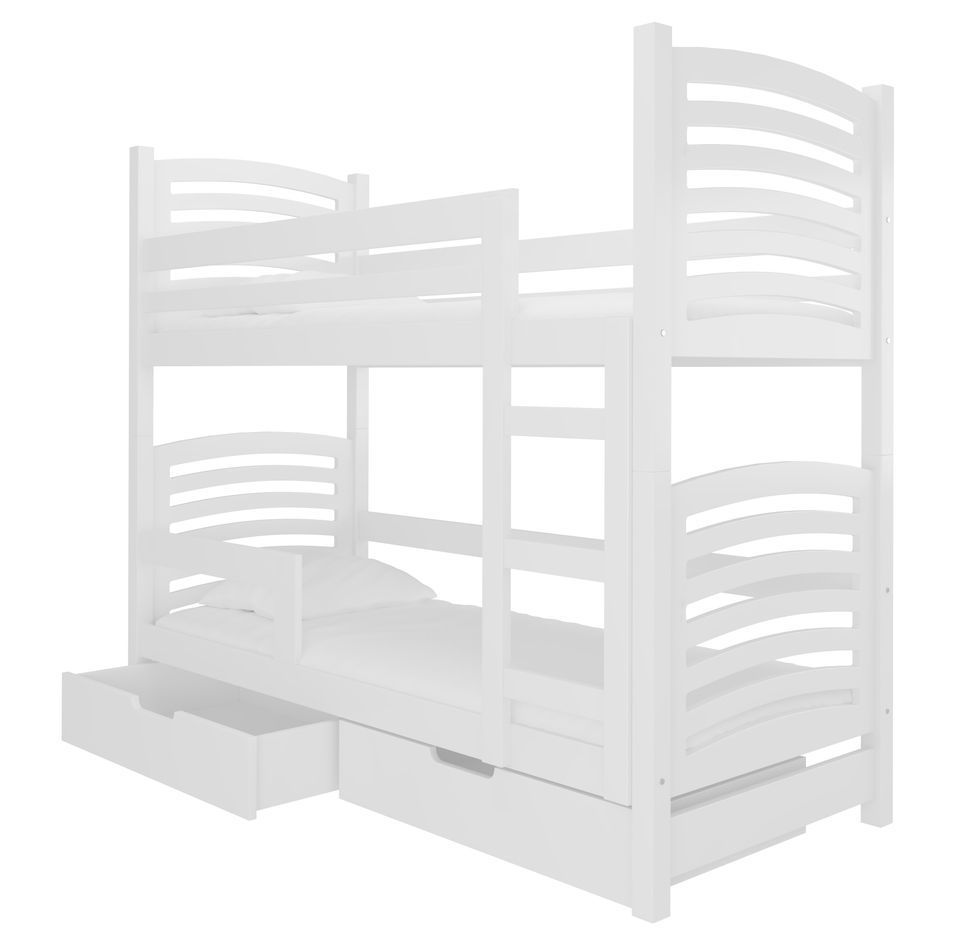 Lit superposé 2 places 80x190 cm OZURA – Avec matelas et tiroirs de rangement - Photo n°1