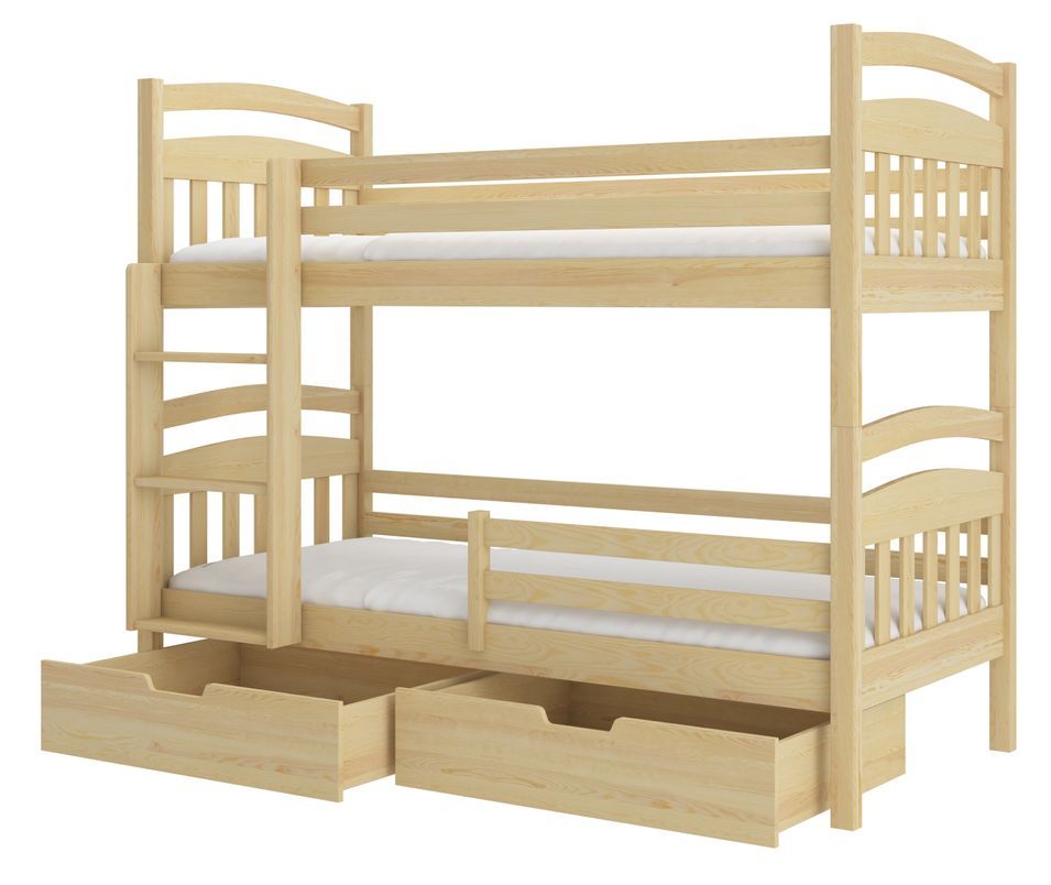 Lit superposé 2 places MADRA– 2 tiroirs de rangement et 2 sommiers - Photo n°1