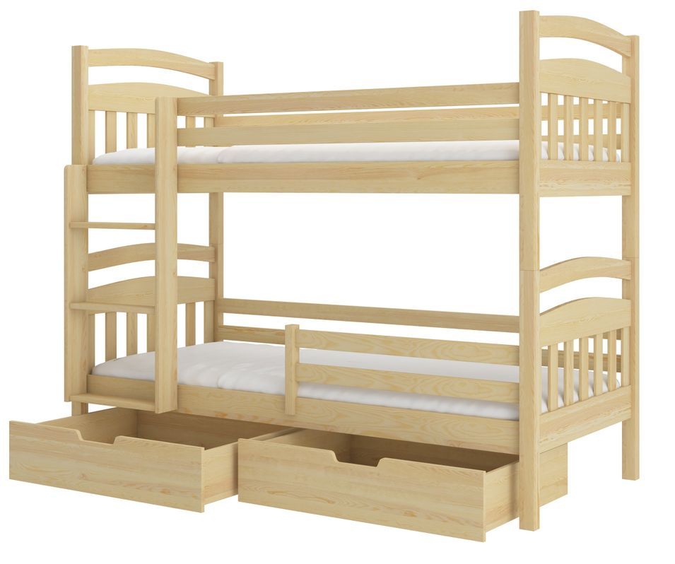 Lit superposé 2 places MADRA– 2 tiroirs de rangement et 2 sommiers - Photo n°1