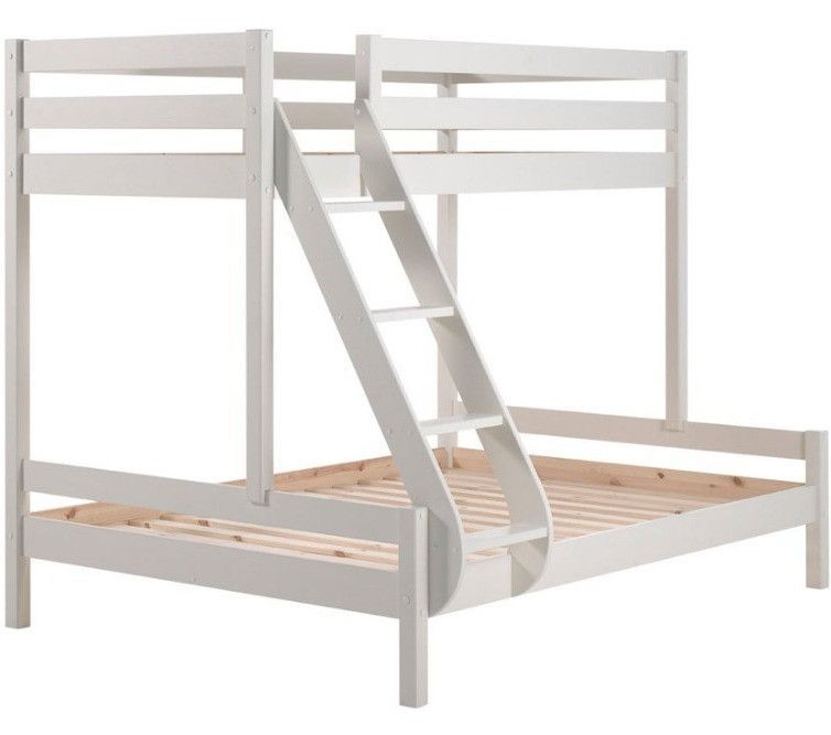 Lit superposé 90/140x200 cm pin massif blanc Pino - Photo n°1