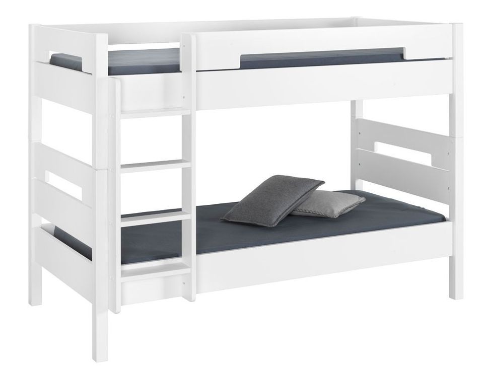 Lit superposé 90x190 cm hêtre massif blanc Milo - Photo n°1