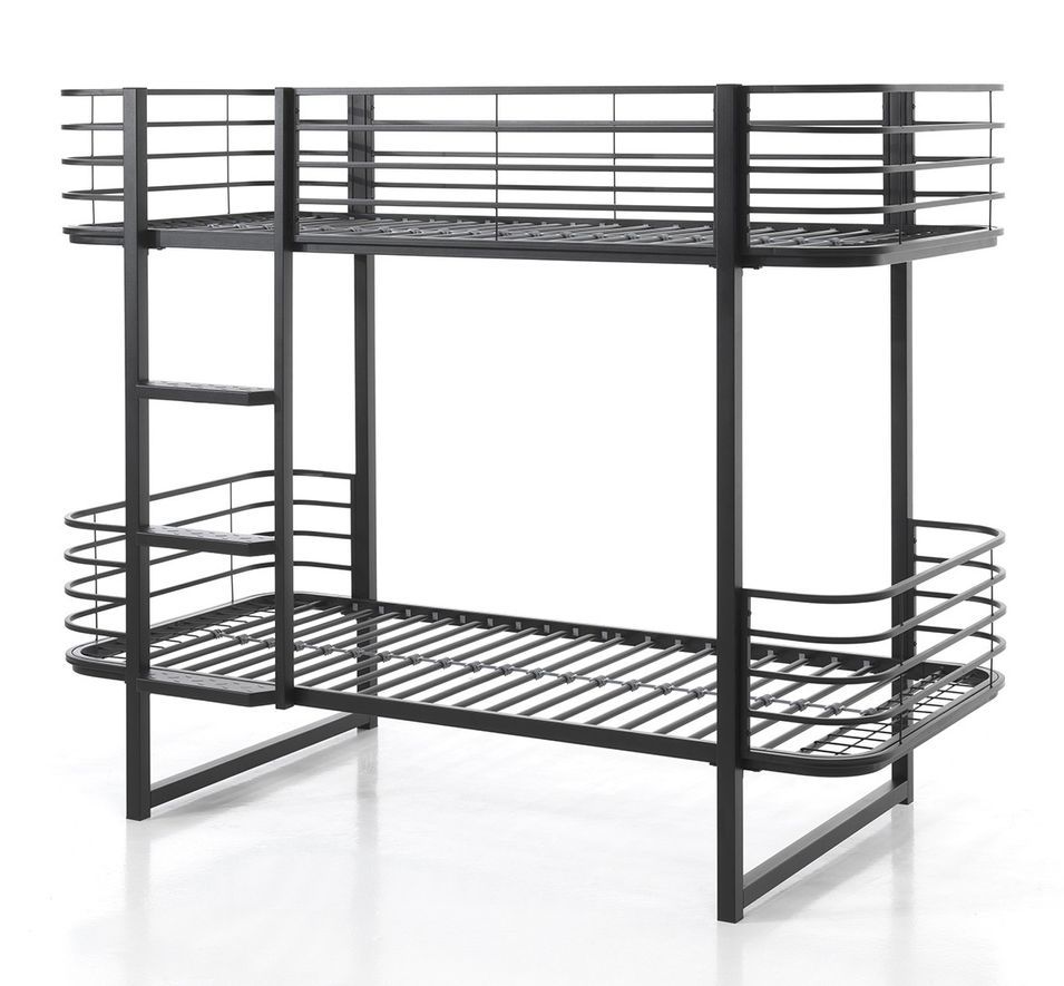 Lit superposé 90x200 cm métal noir Oscar - Photo n°1