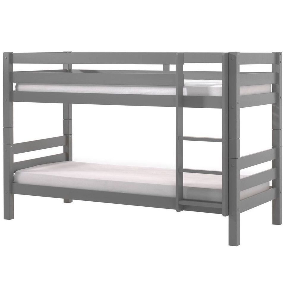 Lit superposé 90x200 cm pin massif gris Pino H 140 cm - Photo n°1