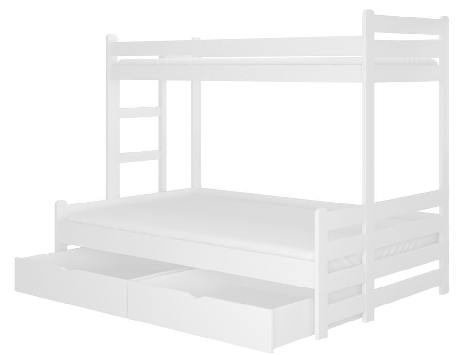 Lit superposé blanc 2 couchages 90x200 et 120x200 cm avec rangement Adova - Photo n°1