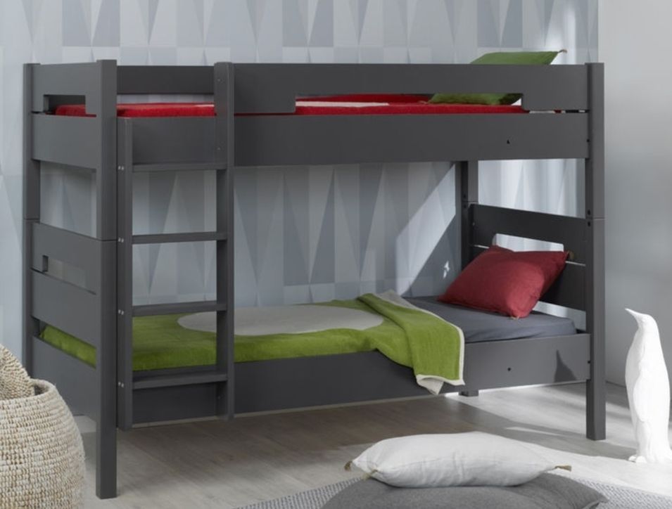 Lit superposé enfant gris Milo 90 x 200 cm - Photo n°1