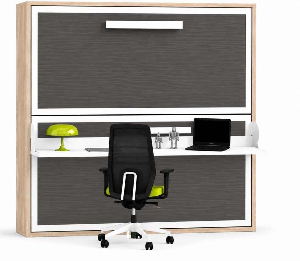 Lit superposé escamotable avec bureau MELINA – 2 couchages et bureau intégré - Photo n°1
