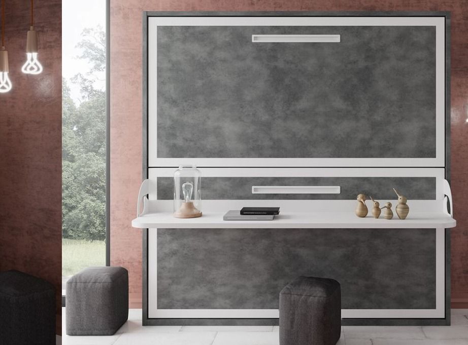 Lit superposé escamotable avec bureau Melina 90x190 cm - Photo n°1
