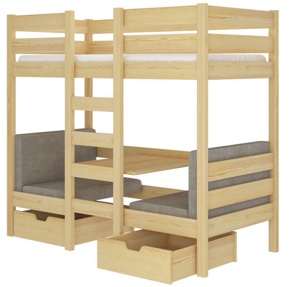 Lit superposé mezzanine SULTA 3-en-1– Avec 2 couchages, 2 fauteuils et rangements - Photo n°1