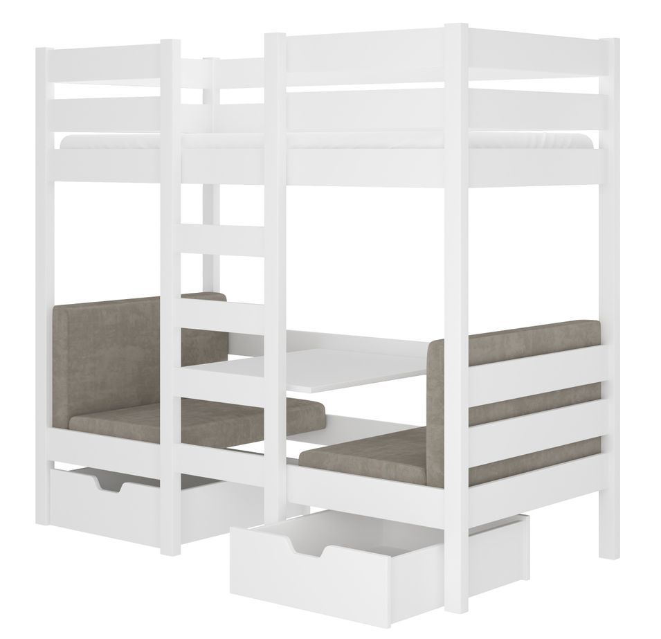 Lit superposé mezzanine SULTA 3-en-1– Avec 2 couchages, 2 fauteuils et rangements - Photo n°1