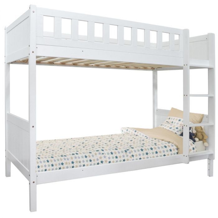 Lit superposé pin massif blanc Angelie 90x190 cm - Photo n°1