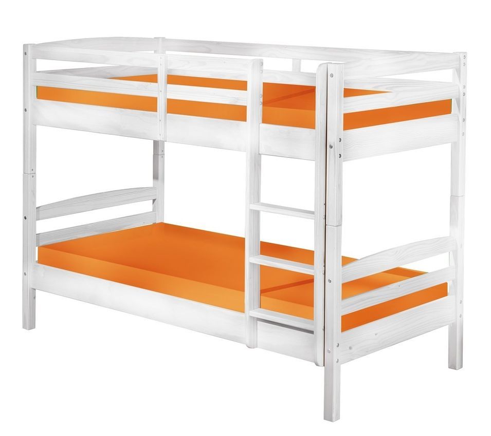 Lit superposé pin massif vernis blanc Salva 90x190 cm - Photo n°1