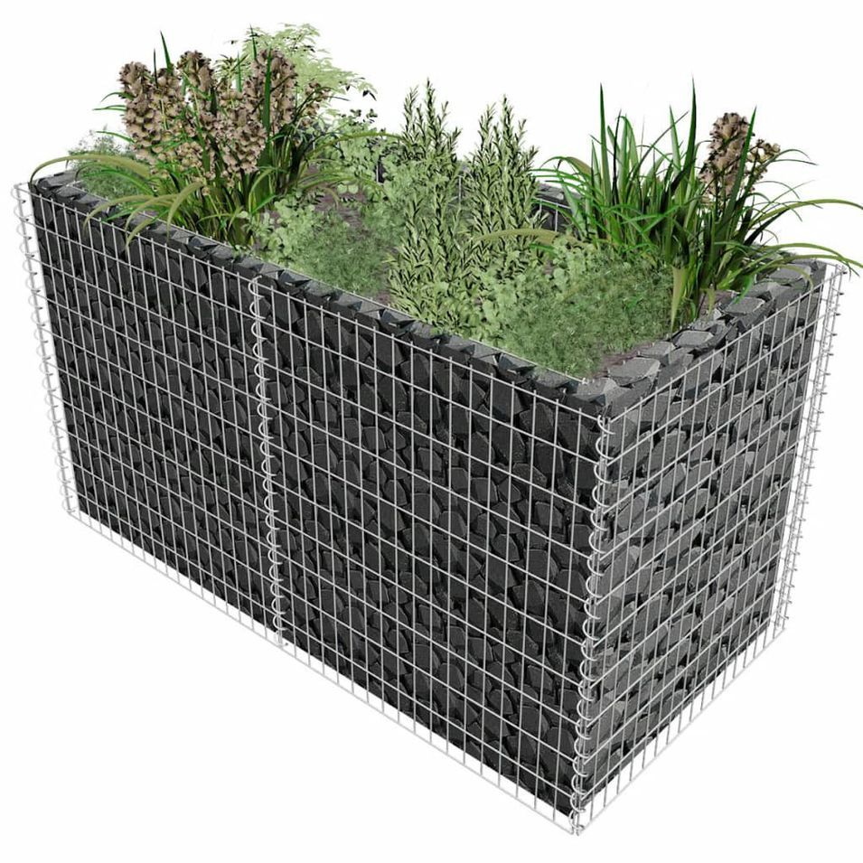 Jardinière à gabion Acier 180 x 90 x 100 cm Argenté - Photo n°1