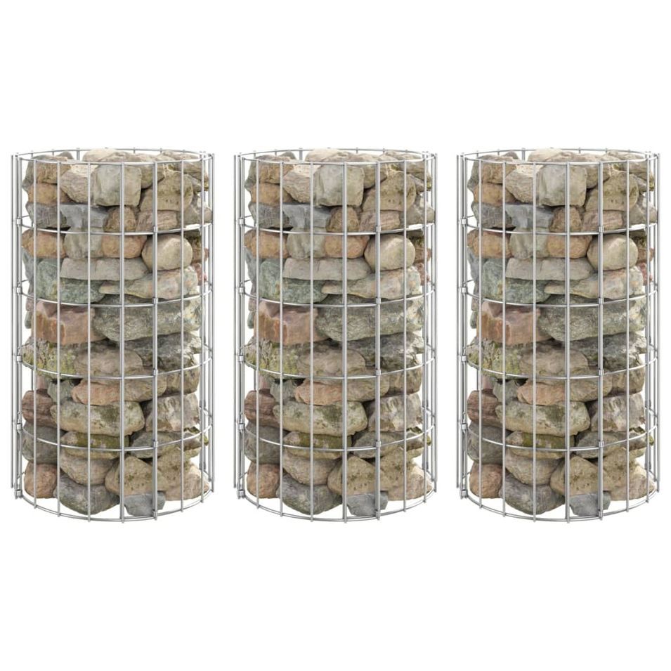 Jardinière à gabion circulaire 3 pcs Acier galvanisé Ø30x50cm - Photo n°1