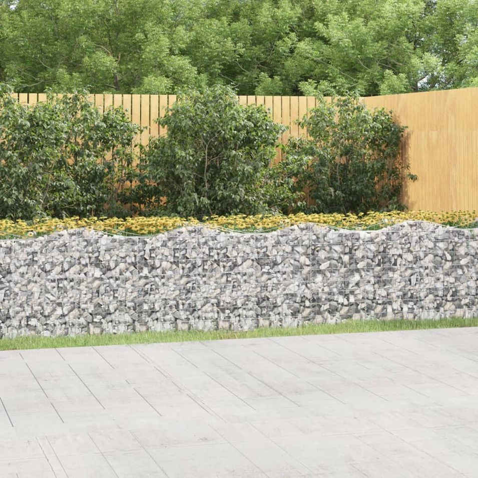 Lit surélevé à gabions arqué 600x100x100 cm Fer galvanisé - Photo n°1