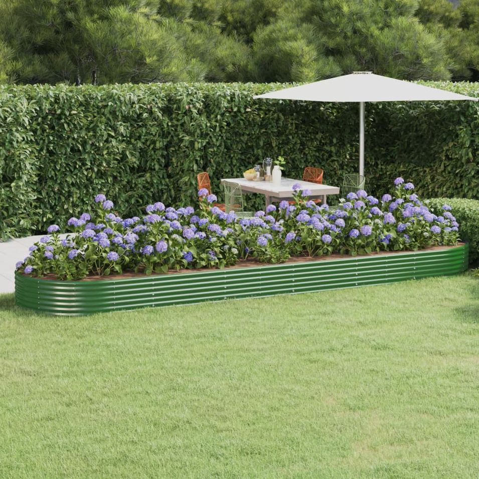 Lit surélevé de jardin Acier enduit de poudre 523x140x36cm Vert - Photo n°1