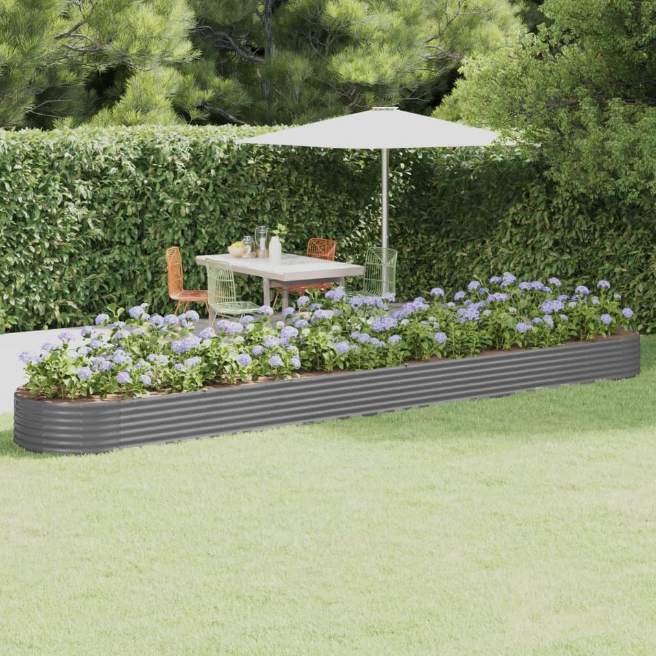 Lit surélevé de jardin Acier enduit de poudre 544x100x36cm gris - Photo n°1