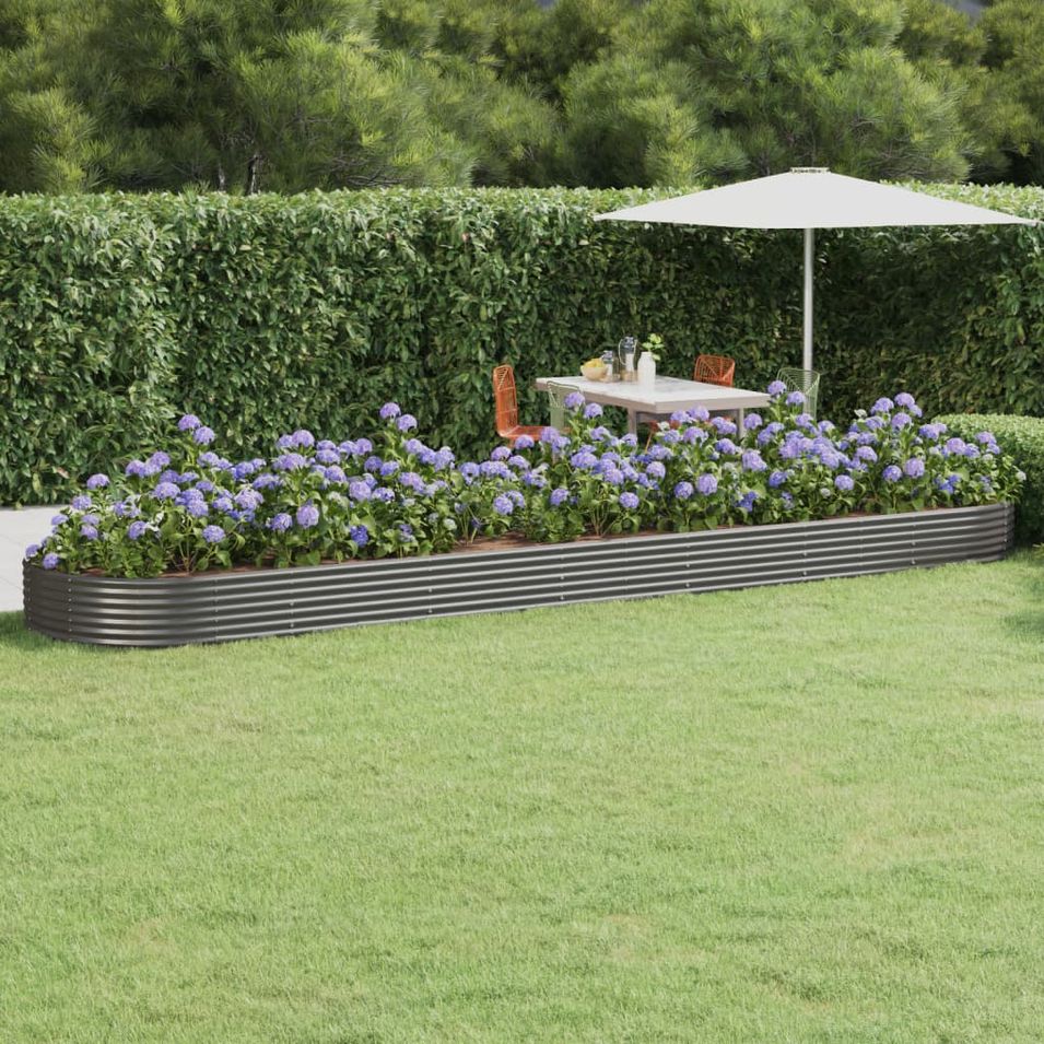 Lit surélevé de jardin Acier enduit de poudre 600x140x36cm gris - Photo n°1