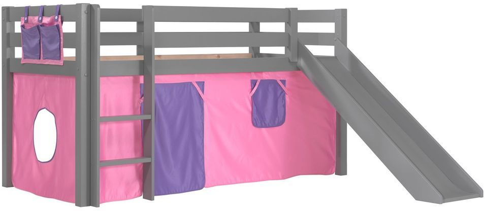 Lit toboggan 90x200 cm avec tente bella pin massif gris Pino - Photo n°1