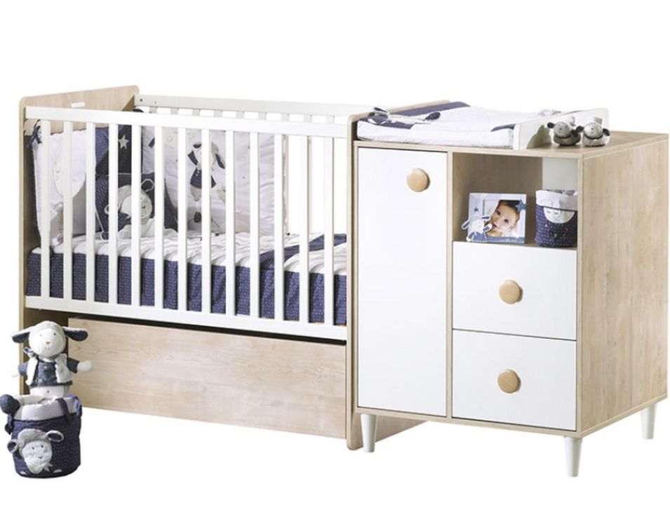 Lit transformable 60x120 Chêne et Blanc Nils - Photo n°1