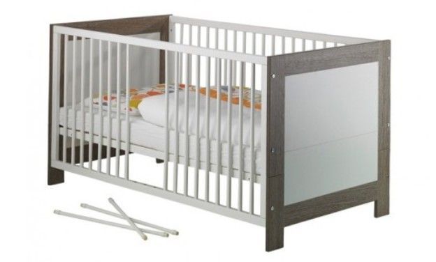 Lit transformable blanc et marron Marlène 70 - Photo n°1