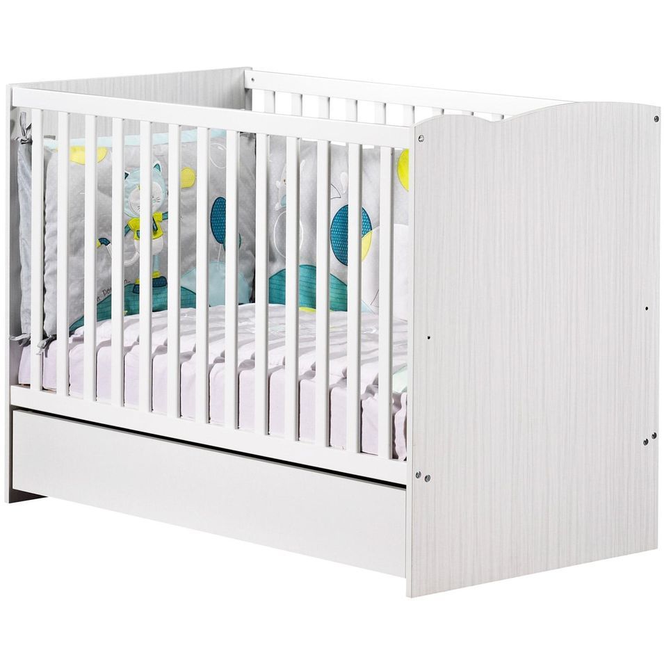 Lit transformable laqué Gris et Blanc Nino 60x120 en 90x190 2 - Photo n°1