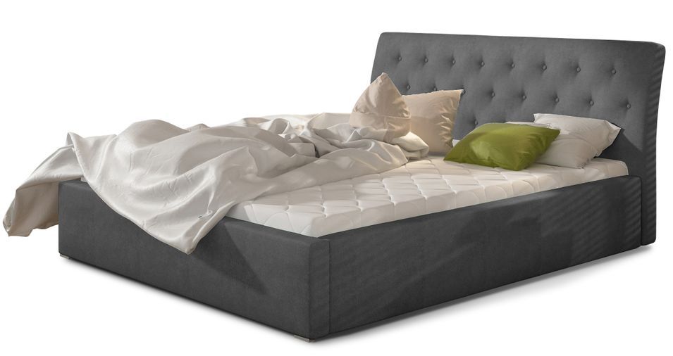 Lit velours capitonné Venizia - Photo n°1