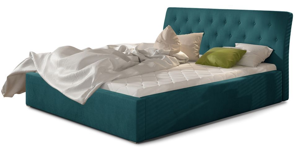 Lit velours capitonné Venizia - Photo n°1