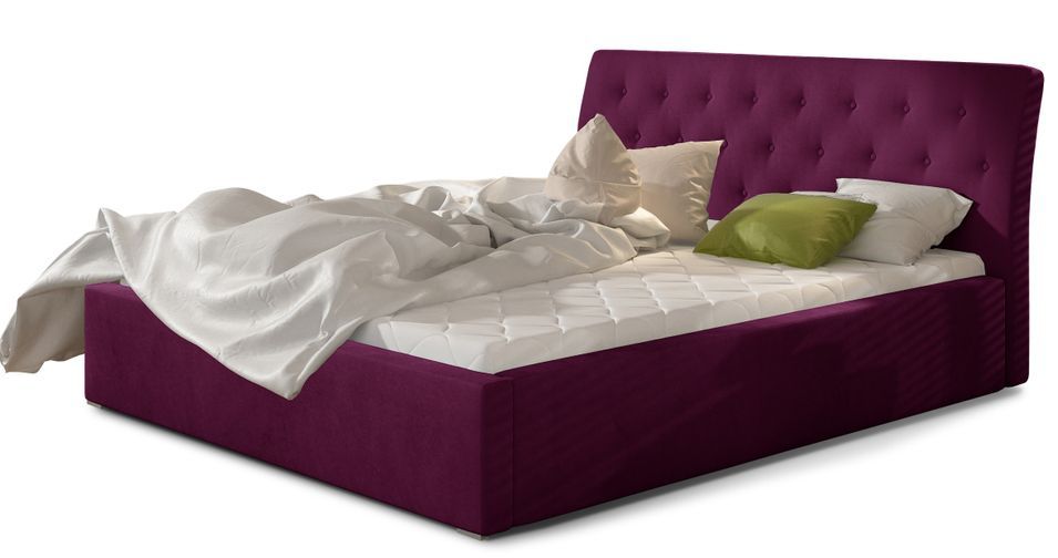 Lit velours capitonné Venizia - Photo n°1