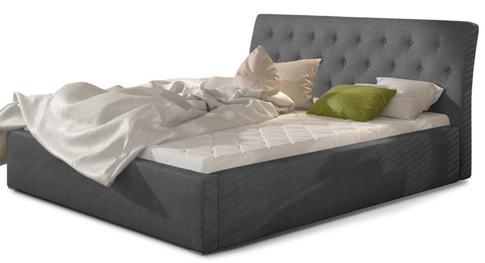 Lit velours capitonné Venizia - Photo n°1