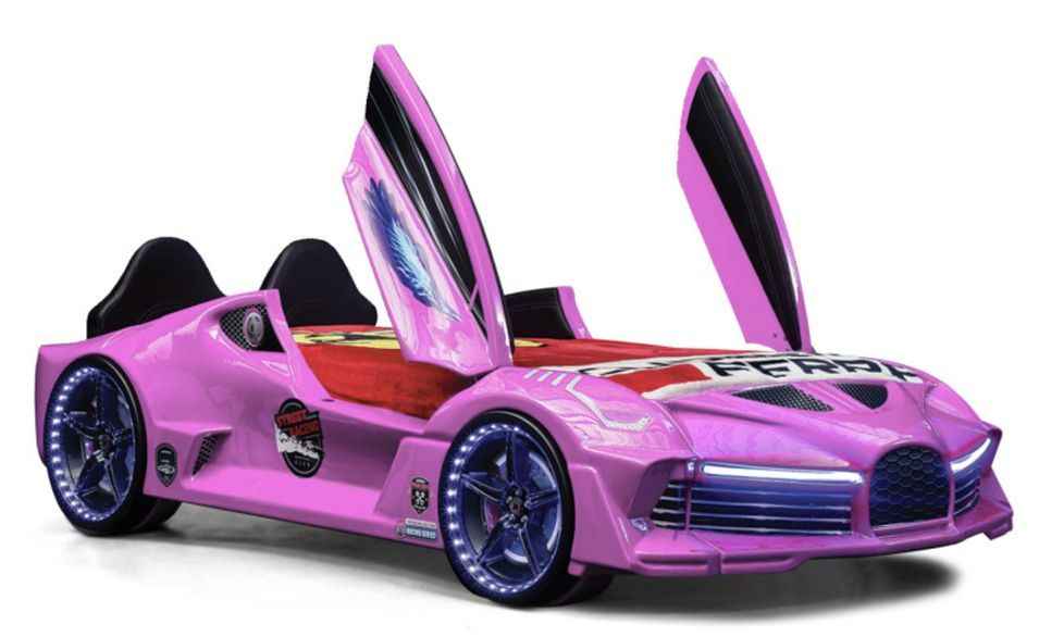 Lit voiture aero rose à Led 90x190 cm - Photo n°1