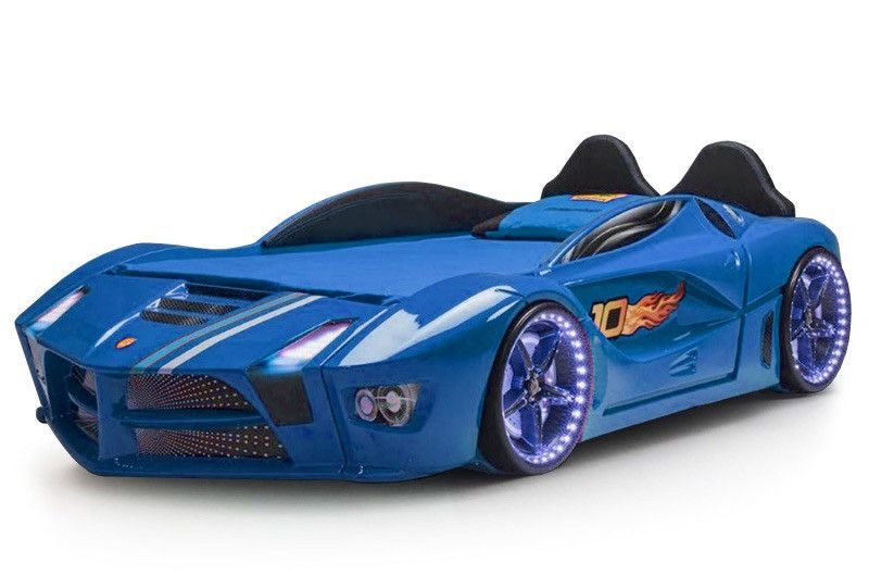 Lit voiture de course bleu Speedo 90x190 cm - Photo n°1