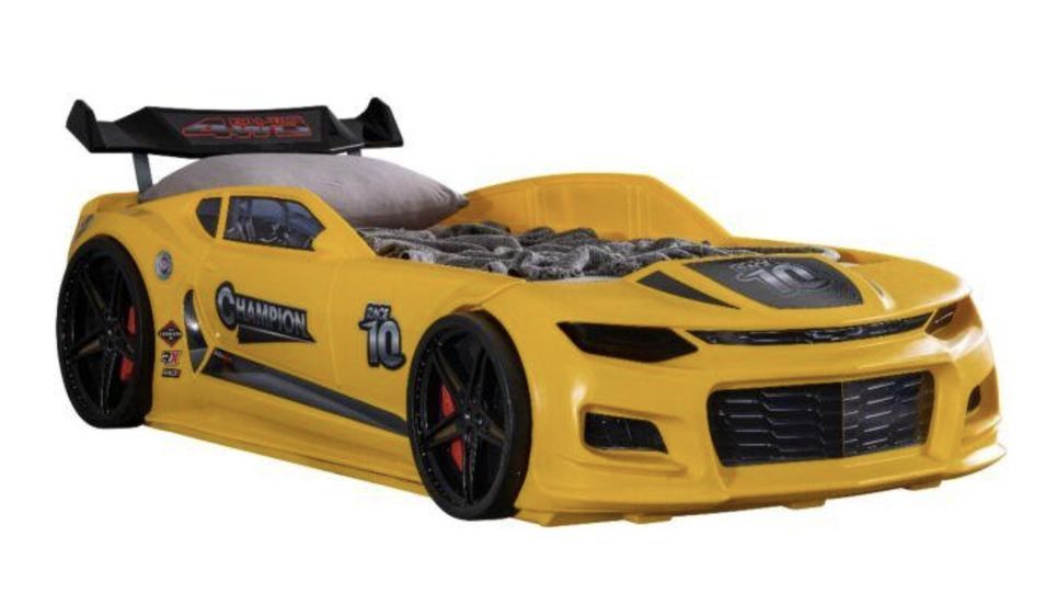 Lit voiture de course Champion jaune 70x140 cm - Photo n°1
