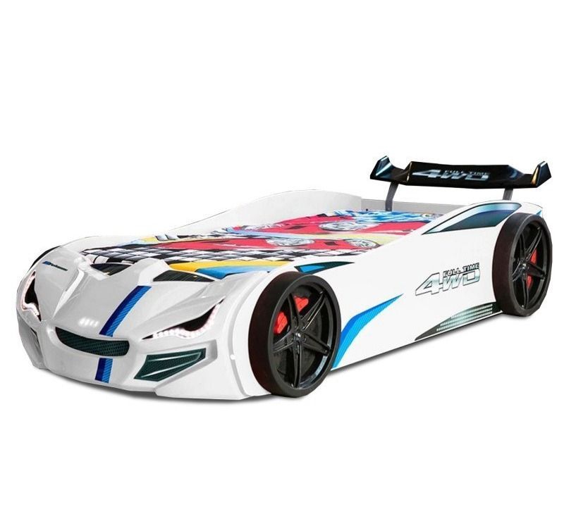 Lit voiture de course MUSTANG avec phares LED – 90 x 190 cm - Photo n°1