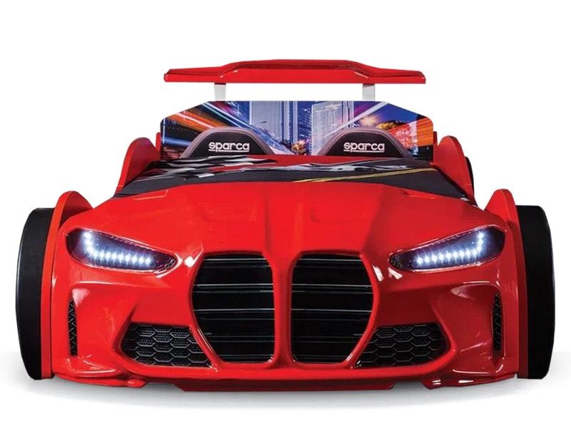 Lit voiture de course turbo V1 rouge 90x190 cm - Photo n°1