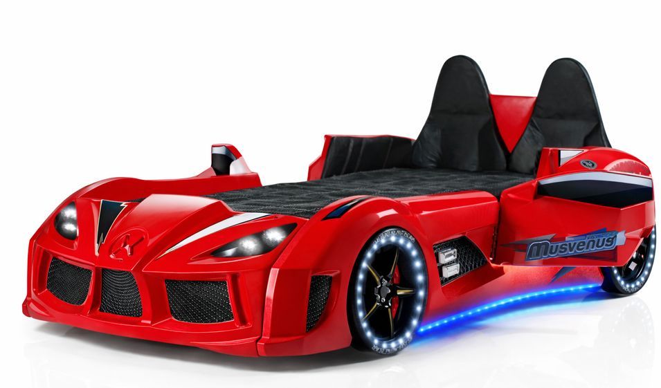 Lit voiture de sport COMPETITION à LED et effets sonores – 90 x 190 cm - Photo n°1