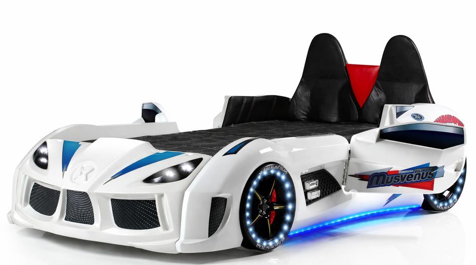 Lit voiture de sport COMPETITION à LED et effets sonores – 90 x 190 cm - Photo n°1