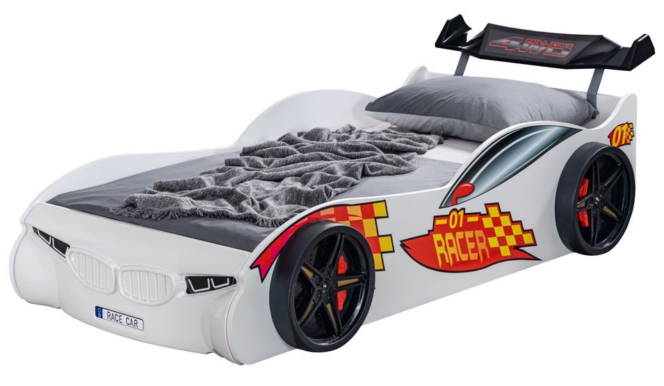 Lit voiture de sport blanc Racer 90x190 cm - Photo n°1