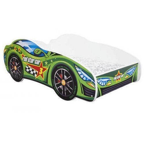 Lit voiture racing vert 80x160 cm - Sommier et matelas inclus - Photo n°1