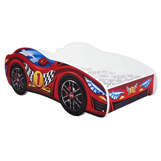 Lit voiture top car rouge 80x160 cm - Sommier et matelas inclus - Photo n°1