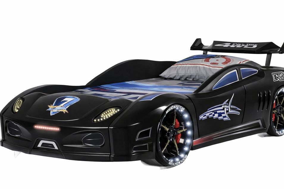 Lit voiture TURBO V7 à LED et bruitages – 90 x 190 cm - Photo n°1