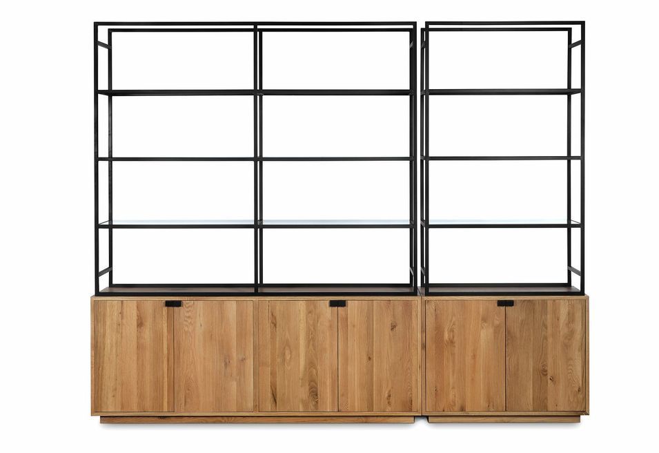 Living chêne massif clair et acier noir Karel 178 cm - Photo n°1