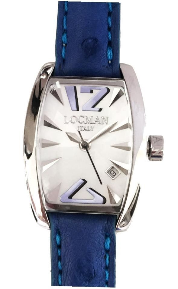 Locman Lady Tonneau - Ostrich Blue Leather Strap - Baby Blue Index 015700MWNSK9STS - Photo n°1