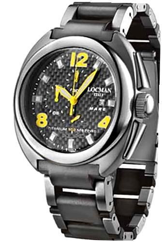 Locman Mare, Chrono, Titanium Case & Bracelet, Wr 100m., Black W. Yellow Index, Carbon Fiber Dial 013300CBNYL5BRK - Photo n°1