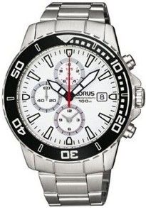 Lorus Sports - Chrono - Gent - Ss - White / Black - Bracelet RF813CX9 - Photo n°1