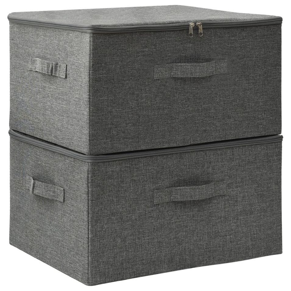 Lot de 2 boîtes de rangement pliables – Tissu anthracite - Photo n°1