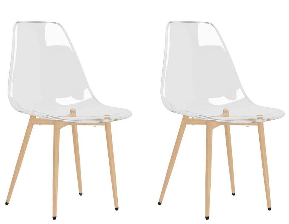 Lot de 2 chaises avec assise transparente et pieds en bois clair Penyla - Photo n°1
