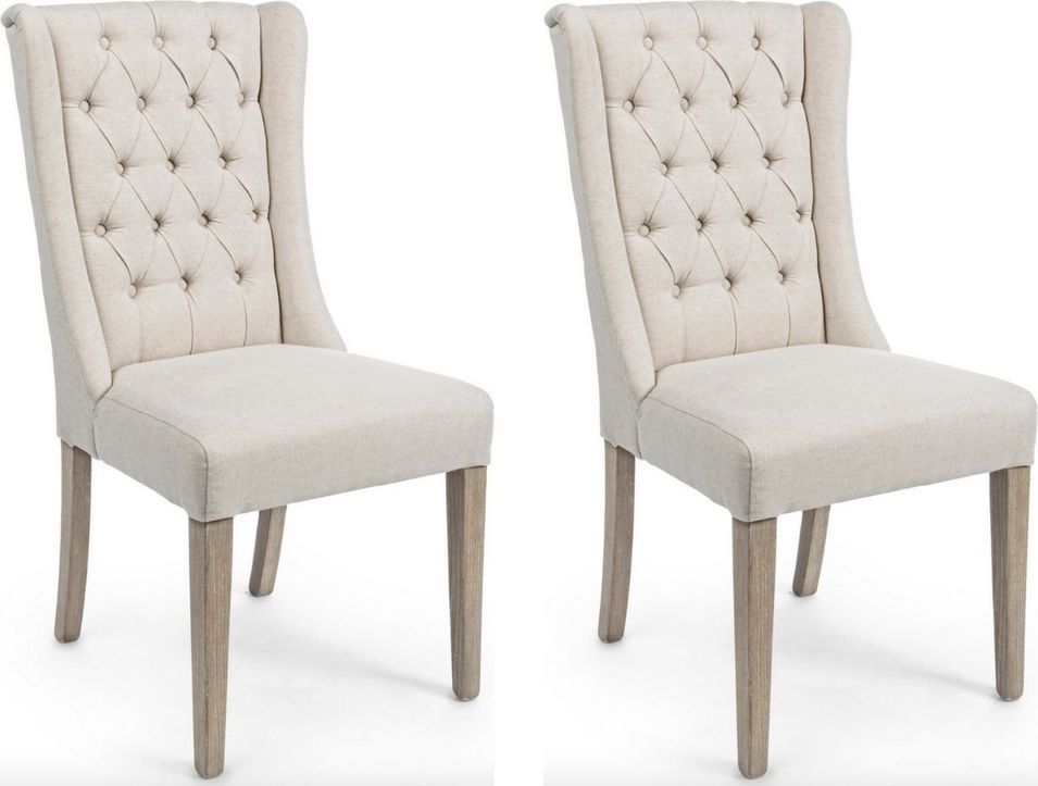 Lot de 2 chaises COLUMBIA - bois de chêne naturel et tissu - Photo n°1