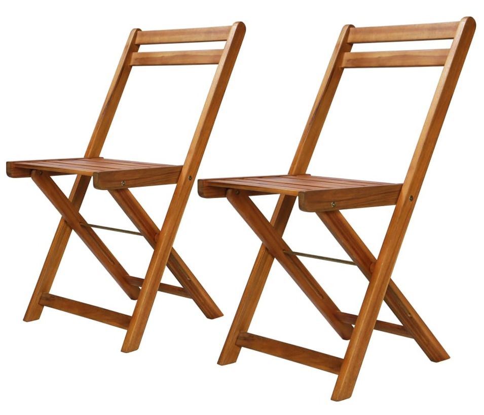 Lot de 2 chaises de bistrot pliantes en bois d’acacia – Mobilier intérieur et extérieur - Photo n°1